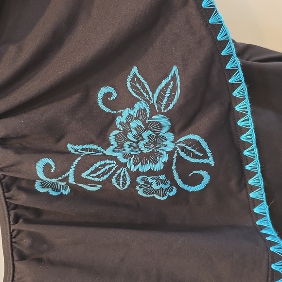 Johnny Was Dreamer Floral Embroidered Flounce Off-The-Shoulder Swimsuit M - Picture 4 of 8